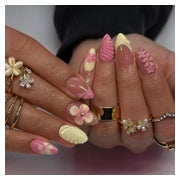 Künstliche Fingernägel Kurz Rosa French 3D Blumen Y2K AKD31 1 St