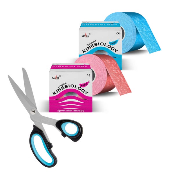 NASARA Kinesiologie Tape 2er Sparset mit Tape-Schere 1 St