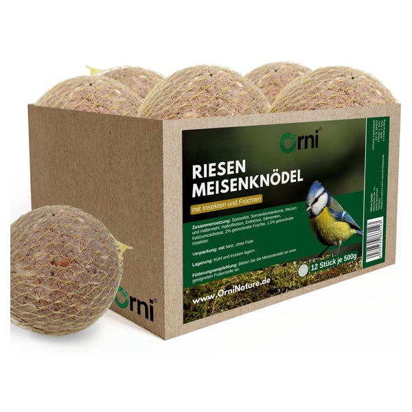 Orni Ganzjahres Riesenmeisenknödel 500g, mit Netz o. Folie 12 Stück 6 kg