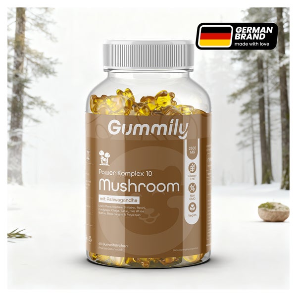 Gummily® Power Komplex 10 Mushroom Vitalpilz Gummibärchen mit Ashwagandha Extrakt 60 St