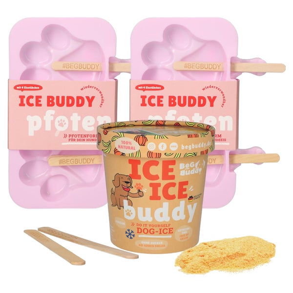 Starter-Kit Hundeeis, 2x Hunde-Eisform + Eispulver Kürbis
