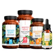 Routine Paket: B-Vitamine, Vitamin C (Camu Camu, Hagebutte & Acerola),  Zink & Vitamin D3 + K2 in einem veganen Bundle - NERVENSTARK, BEERENKÖNIG, WUNDERVOLL, SONNENFREUND - NATURTREU® 205.4 g