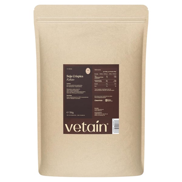 VETAIN Soja Crispies Kakao - 77% Proteingehalt - Vegan 750 g