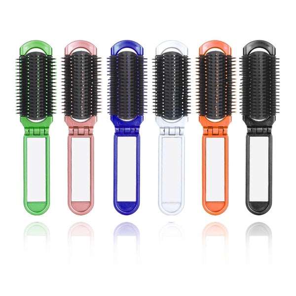 Mini Haarbürste 6er Set Klappbar mit Spiegel, Reisebürste fü 1 St
