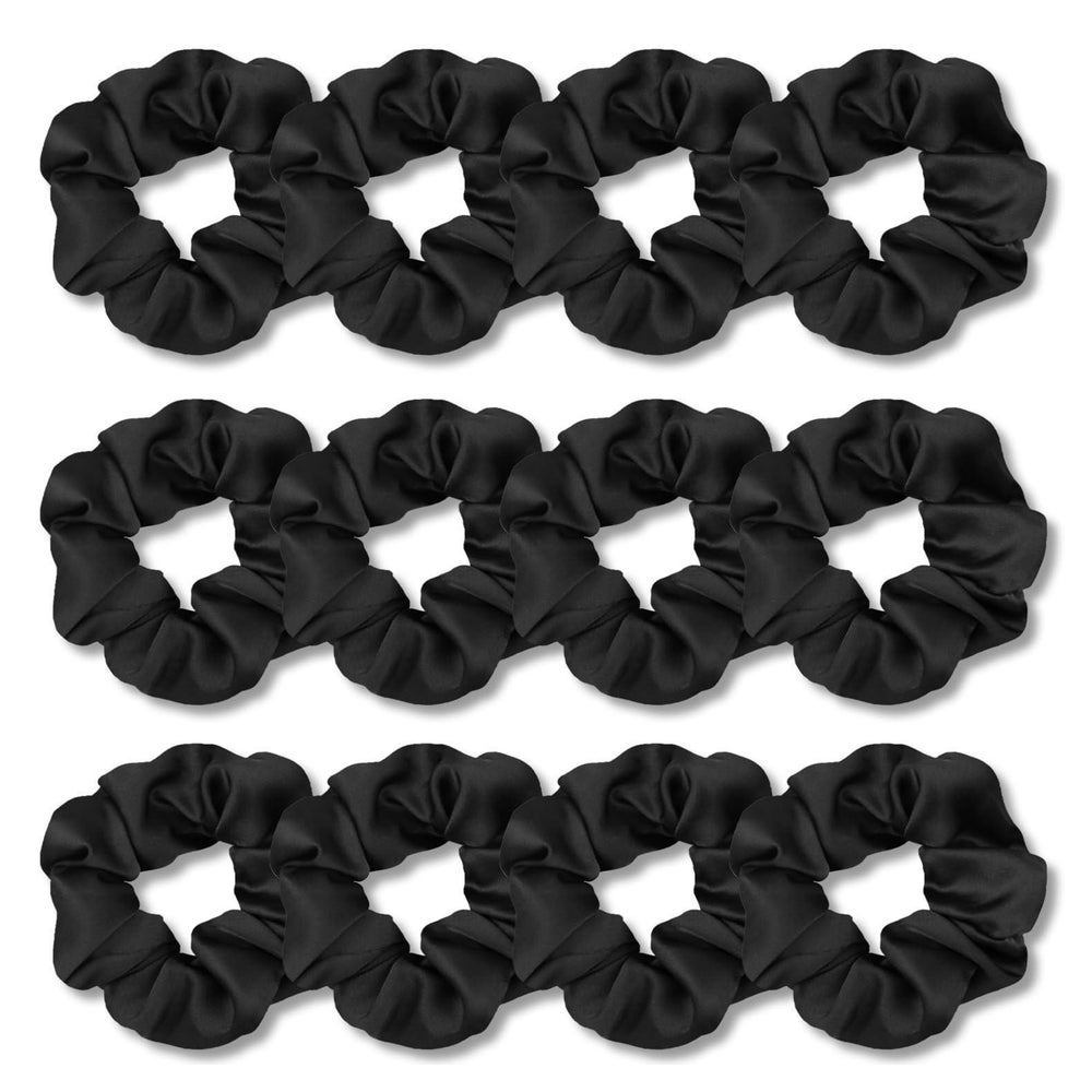 12er Pack Schwarze Satin Haargummis Scrunchies für Damen 4,7 1 St