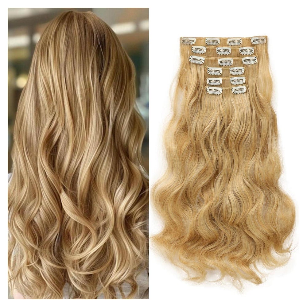 Haarverlängerung Clip in 48 cm Dunkelblond mix Bleichblond 1 St