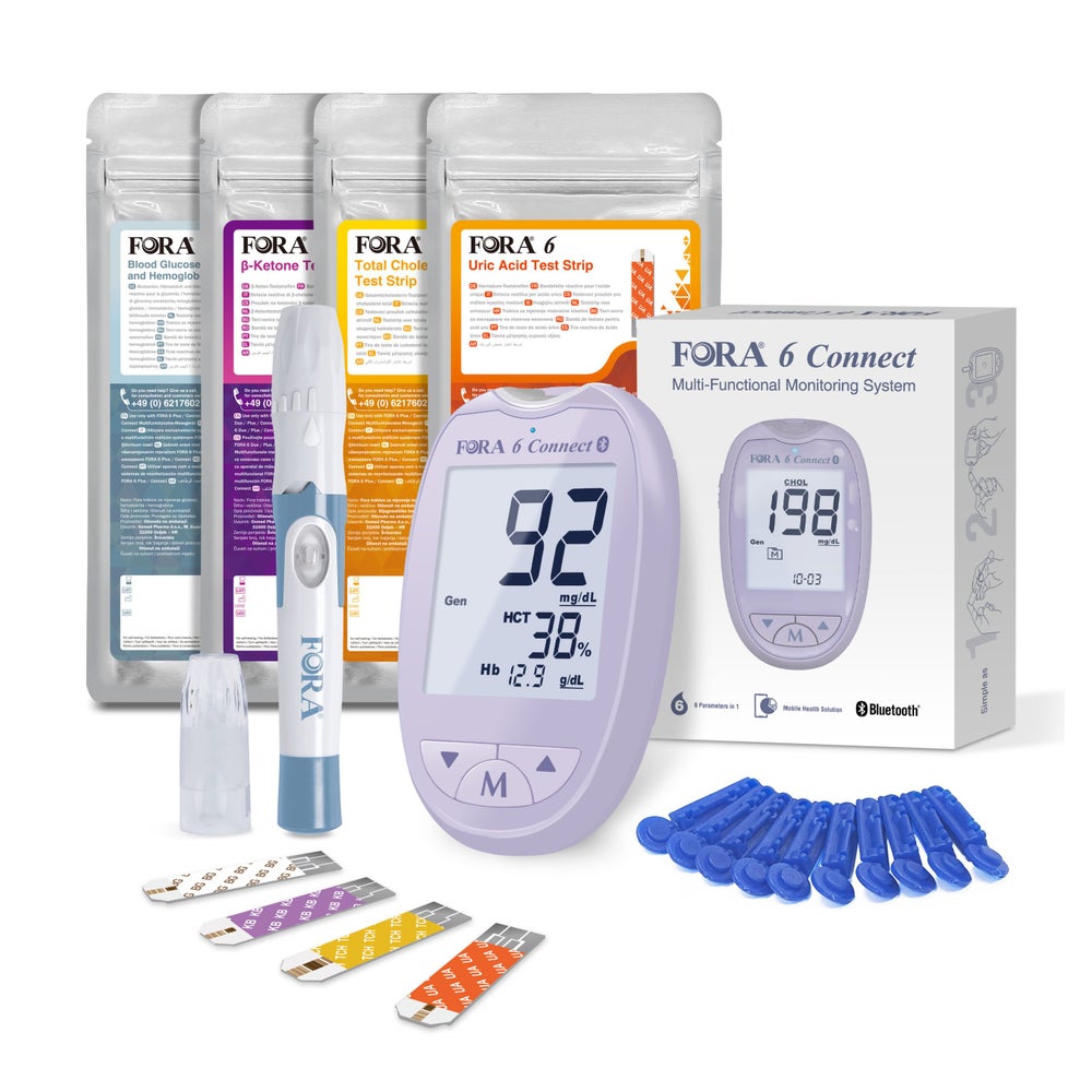 FORA 6 Connect 6-in-1 Starter-Kit - Special Edition (Lila) - mg/dl 1 St