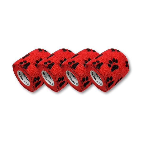 LisaCare Pfotenverband - Tierbandagen Rot - 5cm x 4,5m 4 St