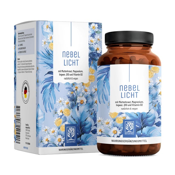 Mutterkraut, Magnesium, Ingwer, Q10 und Vitamin B2 - NEBELLICHT - 90 vegane Kapseln - NATURTREU® 90 St