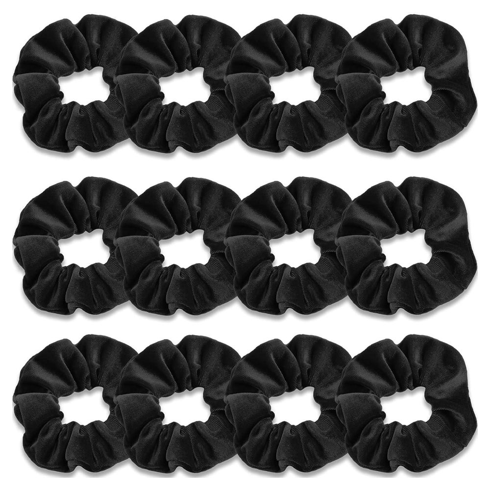 Haargummis Scrunchies Samt Damen Haarbänder Schwarz 12 Stück 1 St