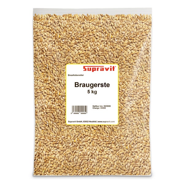 Supravit Braugerste - Ergänzungsfutter für Hühner und Tauben - energiereiches Zusatzfutter liefert wertvolle Kohlenhydrate - leicht verdaulich und gut verträglich 5 kg