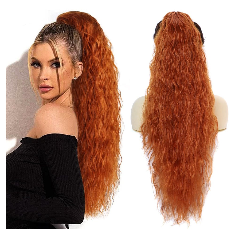 Pferdeschwanz Haarteil Wellig Zopf 75cm Claw Clip Kupferrot 1 St