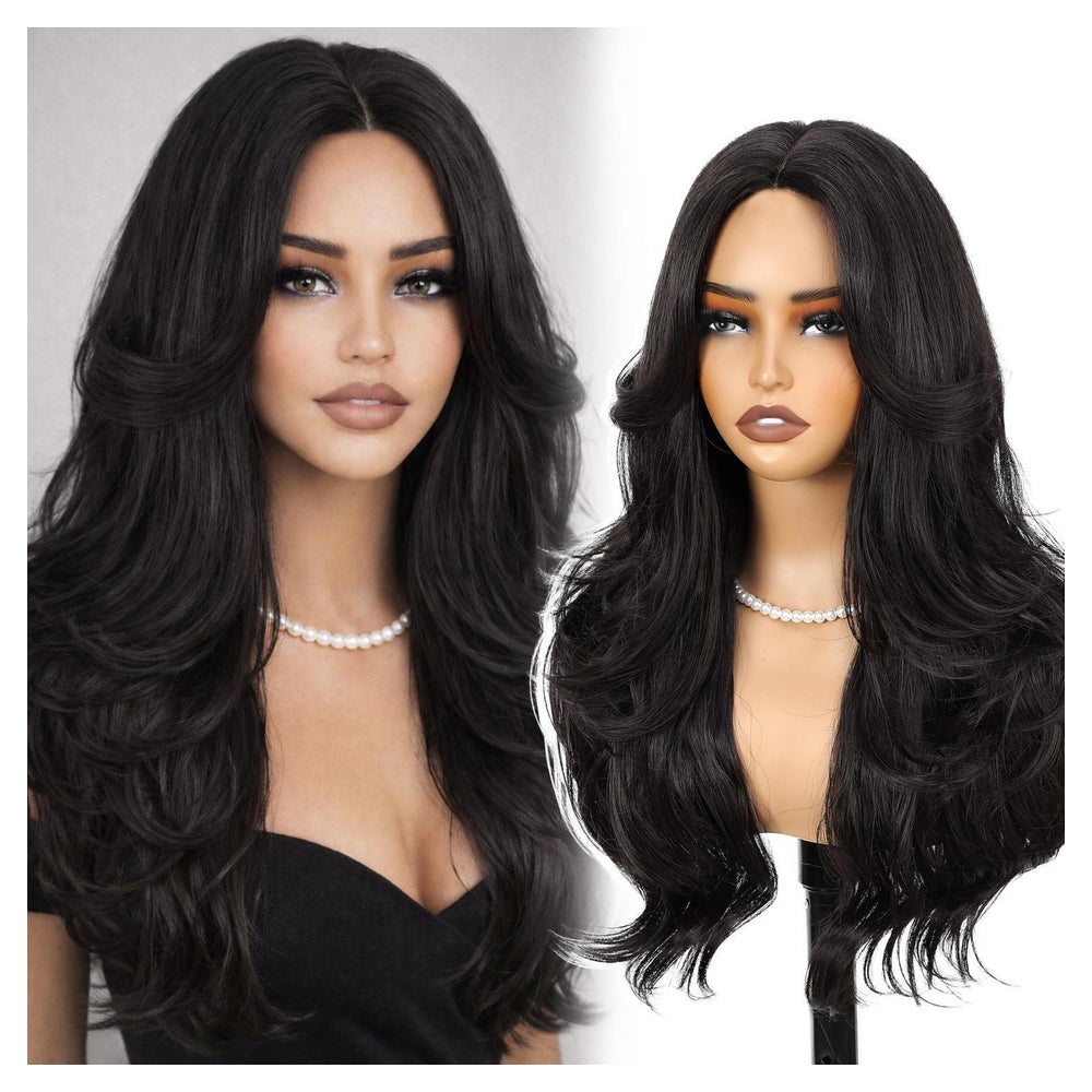 Perücke Damen 66 cm Vorhangpony lang 26 Inch Natürliches Sch 1 St