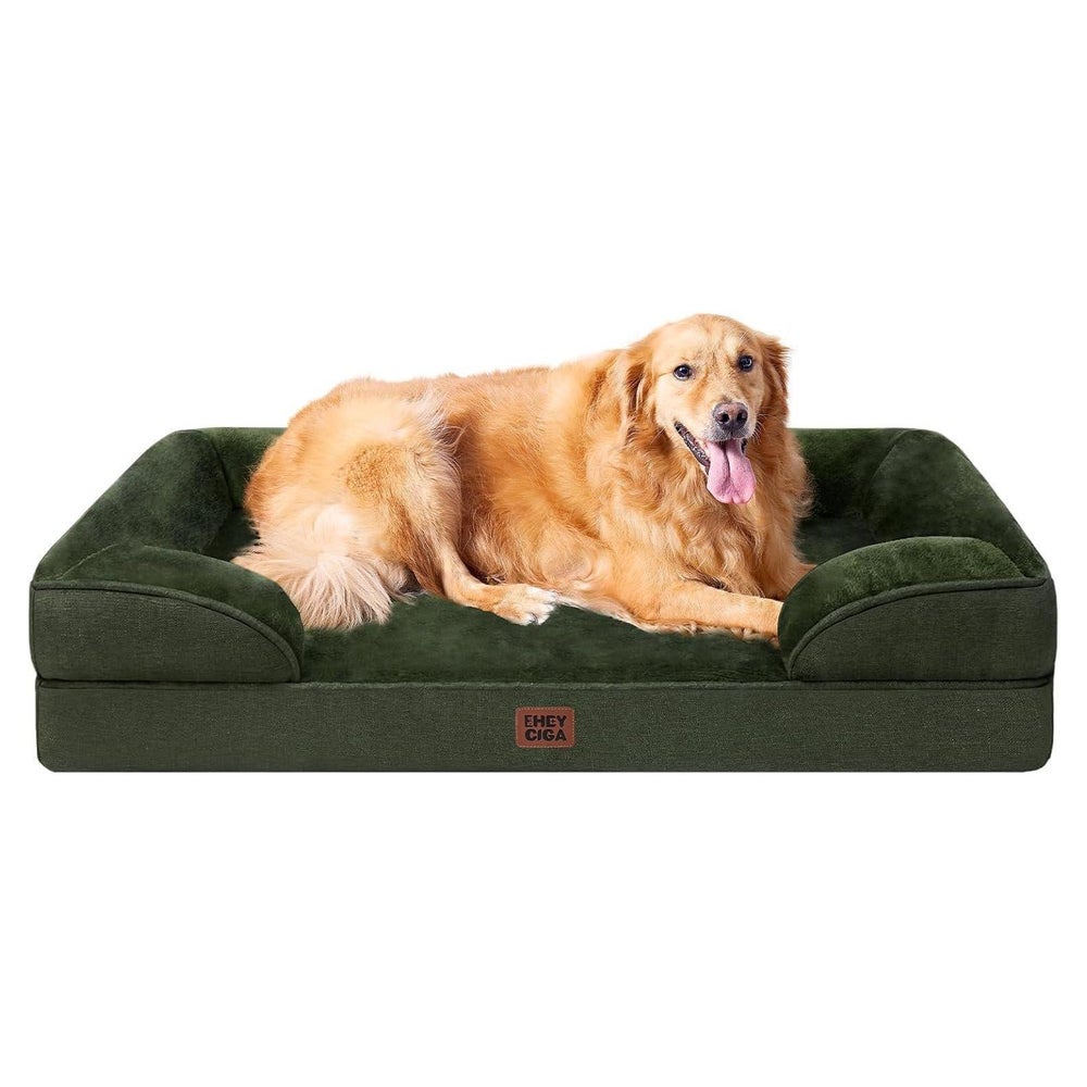 Hundebett Orthopädisches L 112 x B 81 x H 17.5 cm Dunkel Grü 1 St