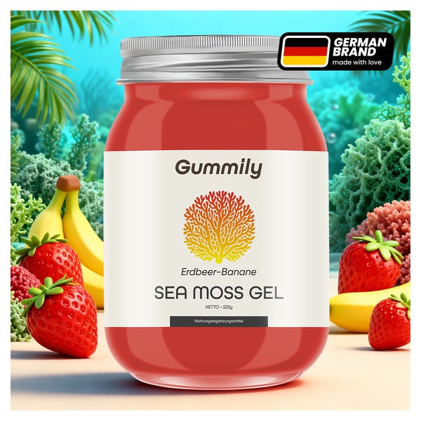 Gummily® Irische Sea moss Gel - Sea moss kapseln alternativ (Banane Erdbeere) 525 g