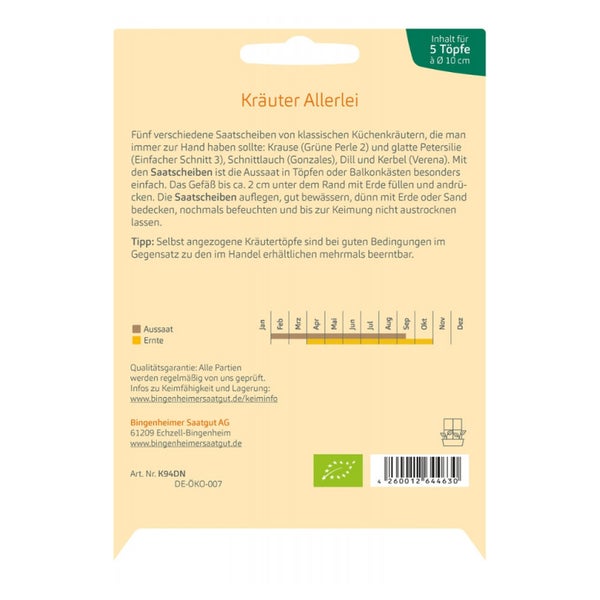 Bingenheimer Saatgut - 5 Kräuter Allerlei