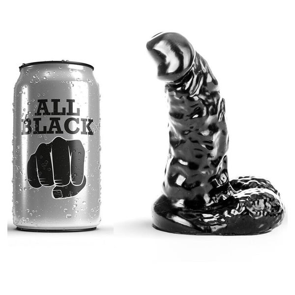 All Black - Gerippter Dildo mit ergonomischer Form