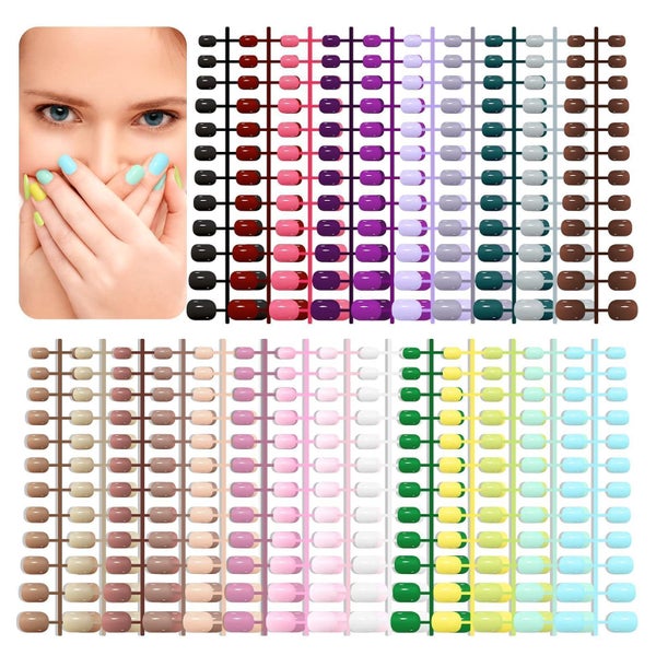 Künstliche Nägel 576 Stück 24 Farben kurz quadratisch glänze 1 St