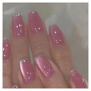 24 Pink Cat Eye Press on Nails Glitzer Design Mittelgröße Vo 1 St