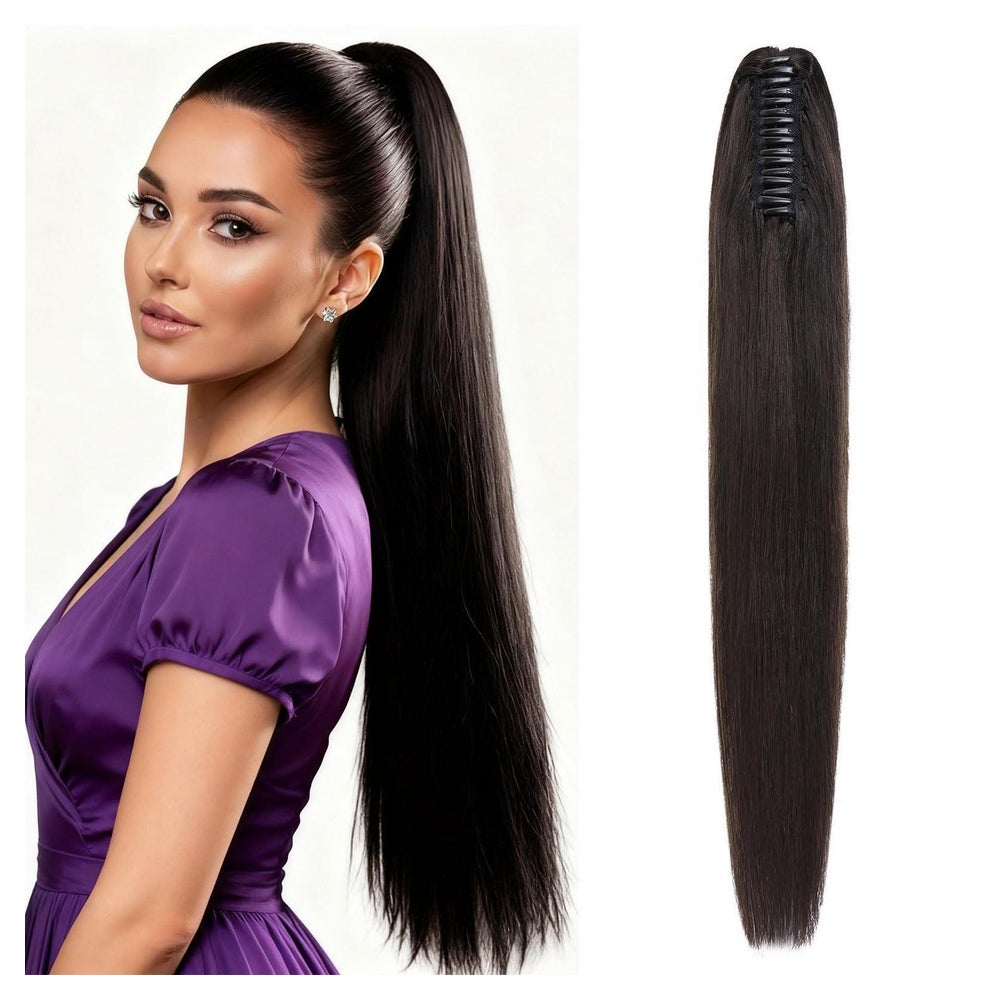 Haarteil Pferdeschwanz Echthaar Claw 40cm-105g 1B Natürliche 1 St