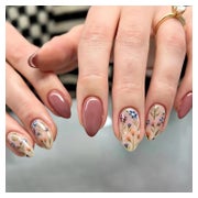 Kunstnägel 24 Kurz Mandel Blumenmuster Coffee Pink 11brown&a 1 St
