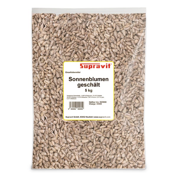 Supravit Sonnenblumenkerne geschält I Vogelfutter I Ganzjahresfutter für Wildvögel I Frische ölhaltige Kerne aus besten Anbaugebieten 5 kg