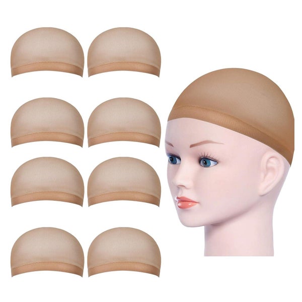 8er Set URAQT Perücke Kappen Nylon Haarnetz Beige Wig Cap 1 St