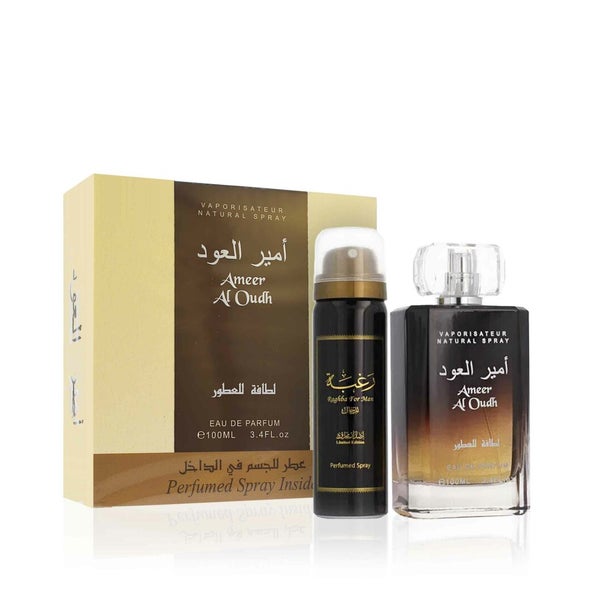 Lattafa Ameer Al Oudh 3 4 Oz EdP 1 7 Oz Parfümiertes Spray Geschenkset 0,1 l