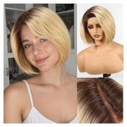 Spitzenfrontperücke Synthetik Bob 25 cm T-Teil-Spitze Ombré- 1 St