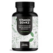 Vitamin D3 K2 hochdosiert - 240 Tabletten - Bloom Naturals 240 St