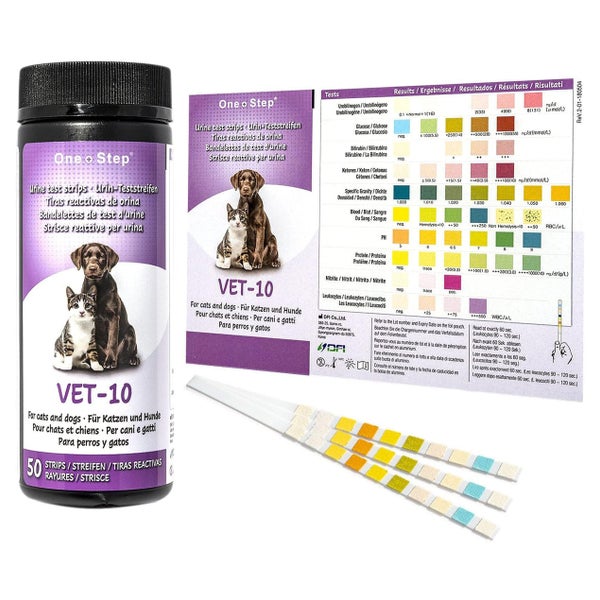 One+Step Urin Teststreifen für Hunde und Katzen - Schnelltest zur Prüfung von 10 Gesundheitswerten 100 St