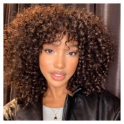 Perücke Afro Kinky Curly Lockig Pony Kurz Braun Damen Dunkel 1 St