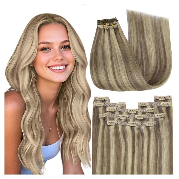 Extensions Echthaar Clip Remy Hellbraun 1-Clip-3-#P8A 60 40 1 St
