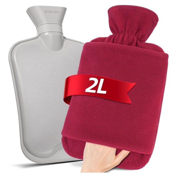 MUPAS Wärmflasche 2L Vliesbezug Kängurutasche Naturkautschuk 1 St