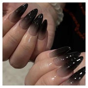 24 Stücke Schwarze Press On Nails Mittel Almond Gothic Ombre 1 St