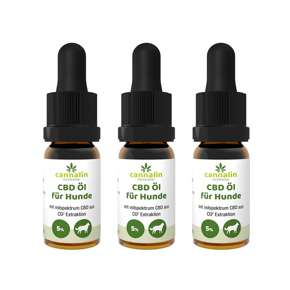 Cannalin - 3x CBD Öl für Hunde mit Lachsöl - 5% 3x10 ml