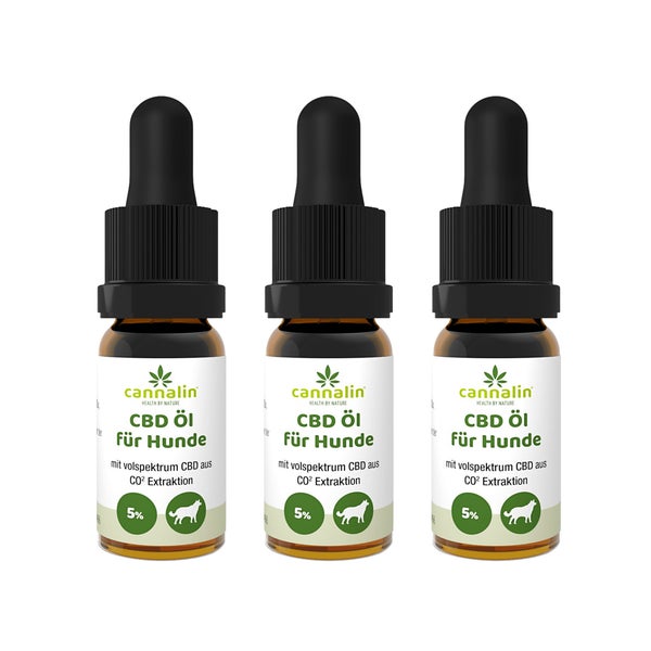 Cannalin - 3x CBD Öl für Hunde mit Lachsöl - 5% 3x10 ml