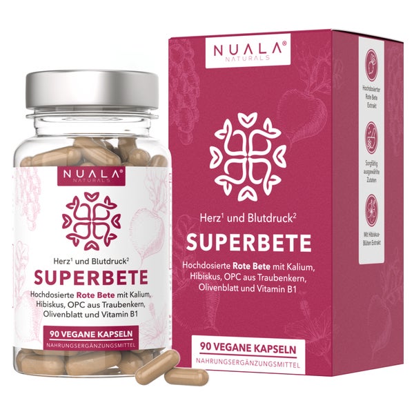 Nuala Naturals® SUPERBETE Herz¹ & Blutdruck² Komplex 90 St