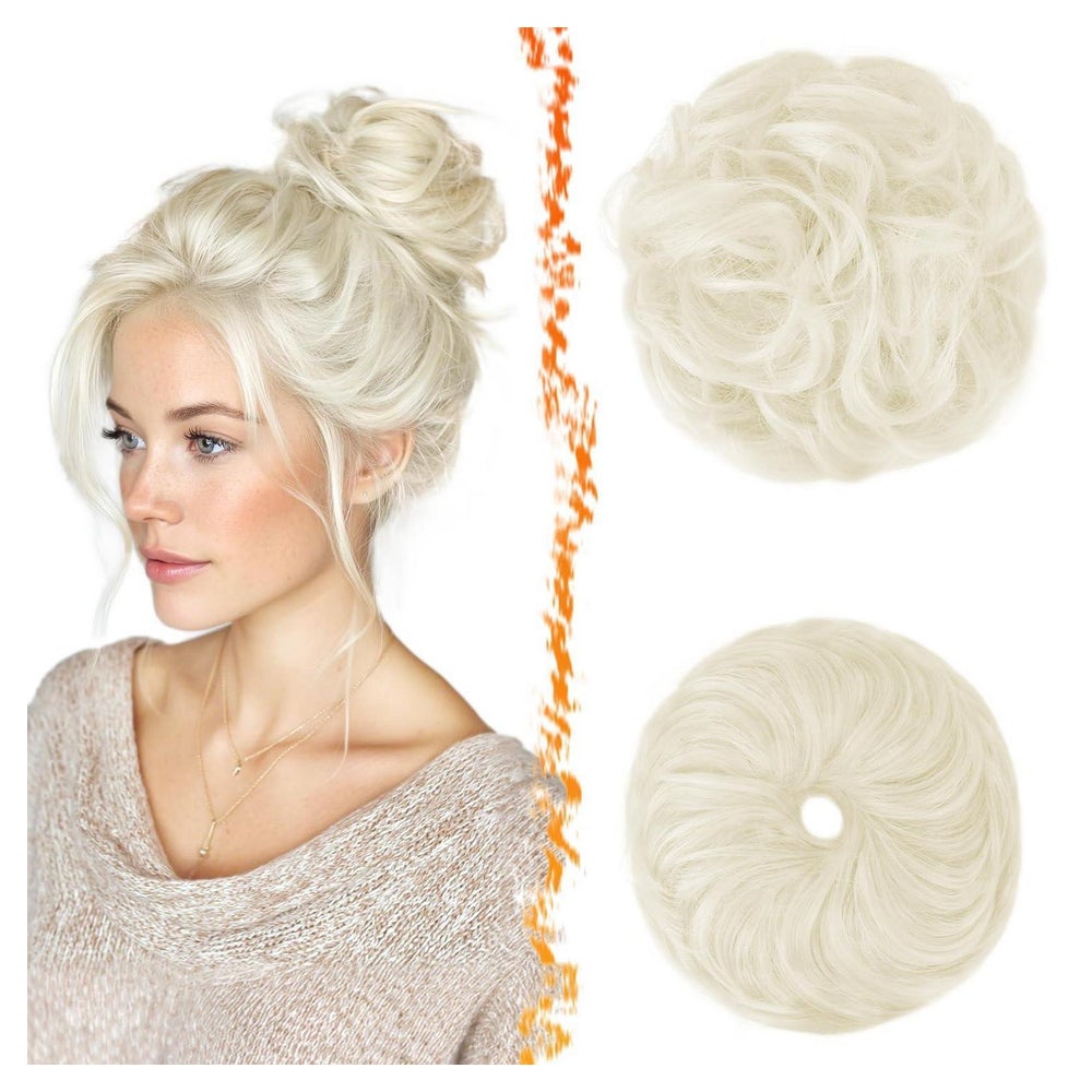 Haarteil Messy Bun Dutt Haargummi Gummiband Damen Platinum B 1 St