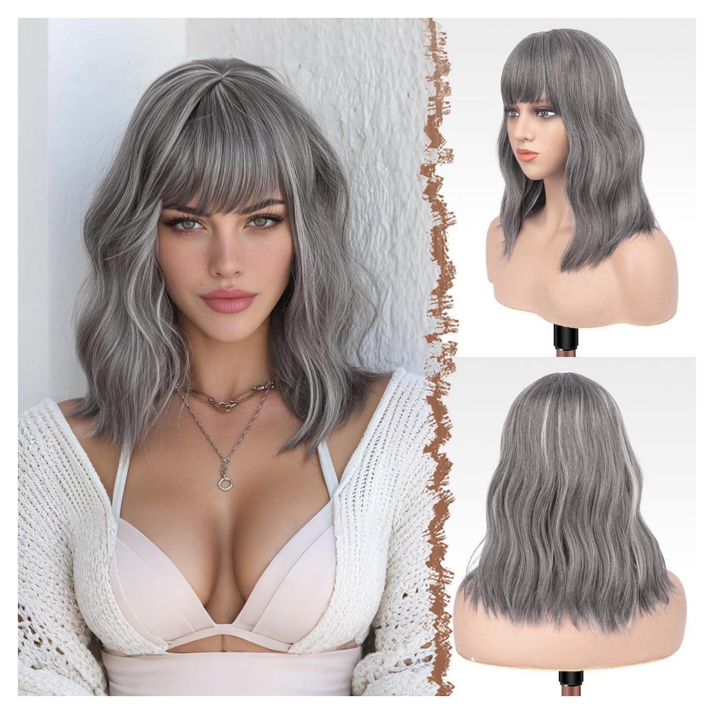 Perücke Wellig Bob Pony Schulterlänge Damen Synthetik 35cm M 1 St