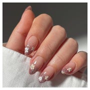 24 Stück Künstliche Nägel Mandel Glitzer Nude French Tips Fu 1 St