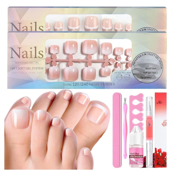 Falsche Fußnägel Französisch Fullcover Tips 12Größen Frauen 1 St