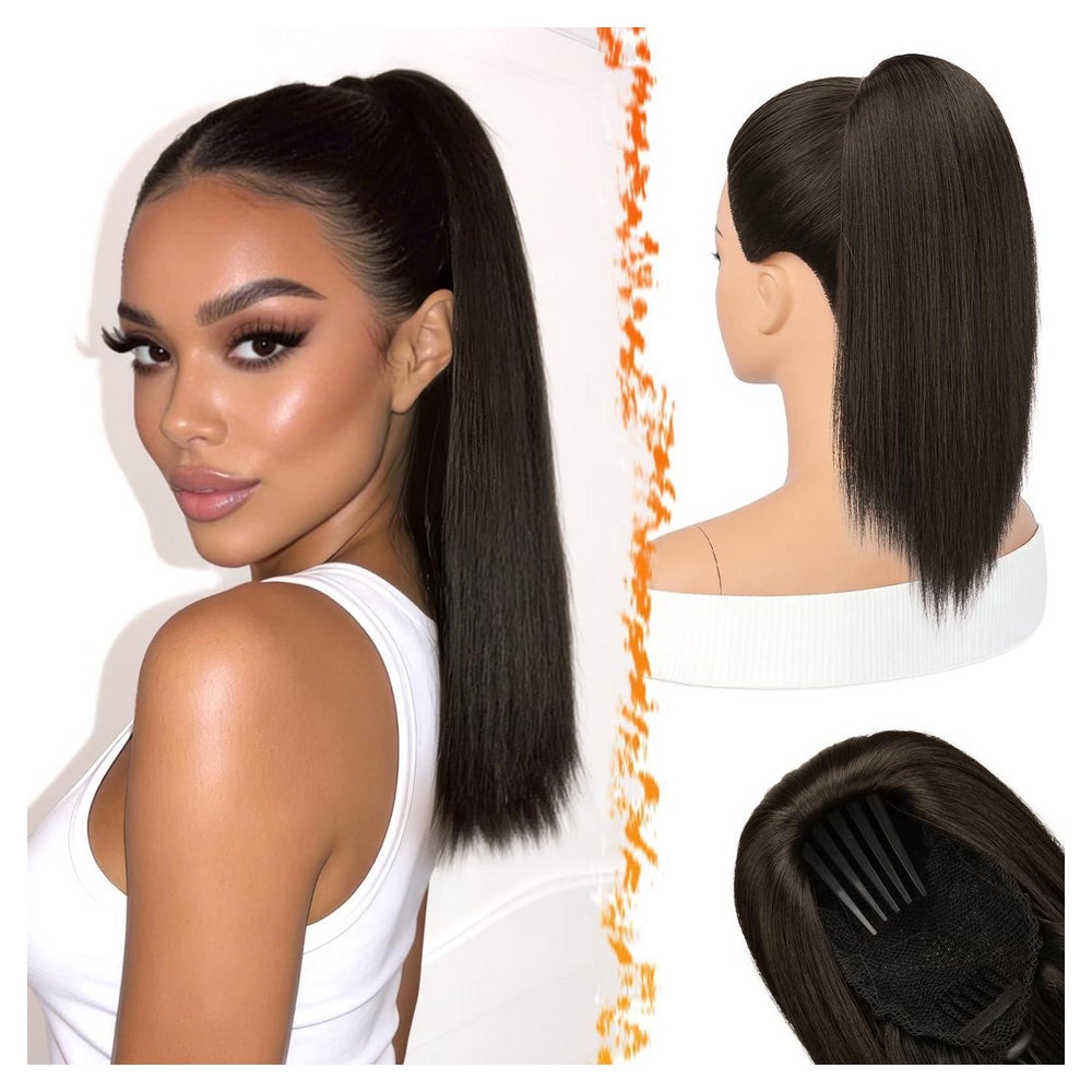 Pferdeschwanz Haarteil Ponytail Kordelzug Extension Dunkel B 1 St