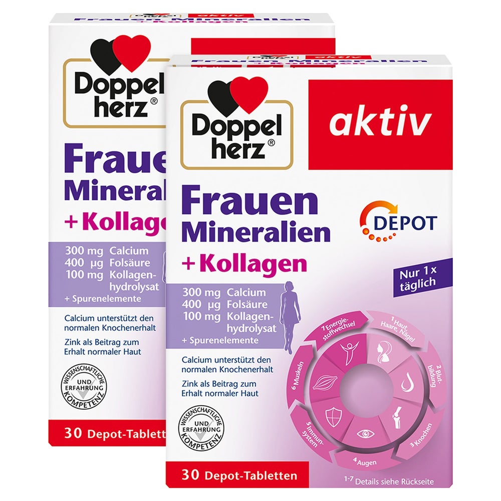 Doppelherz® Frauen Mineralien+Kollagen Depot Doppelpack 2X30 St