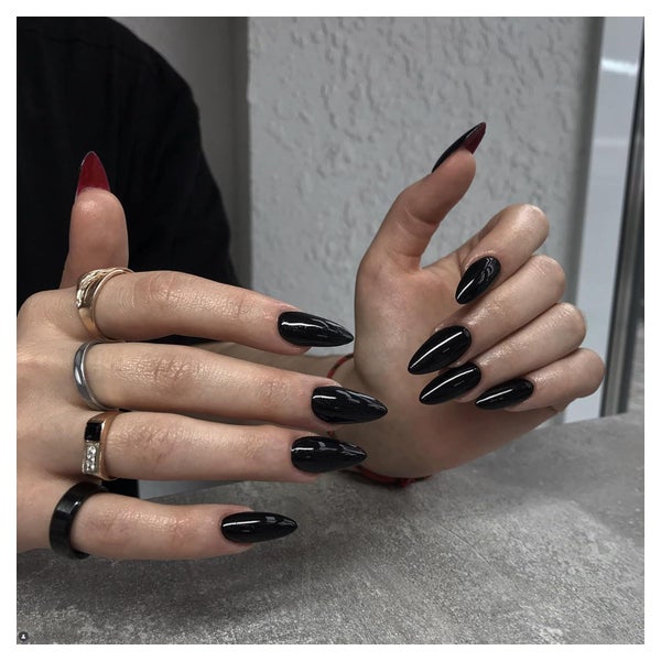 Künstliche Nägel Press On Soft Gel Mandel Set 24 Schwarz 1 St