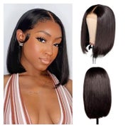 Perücke Echthaar Bob Lace Front T Part Babyhaar Schwarz 25 c 1 St