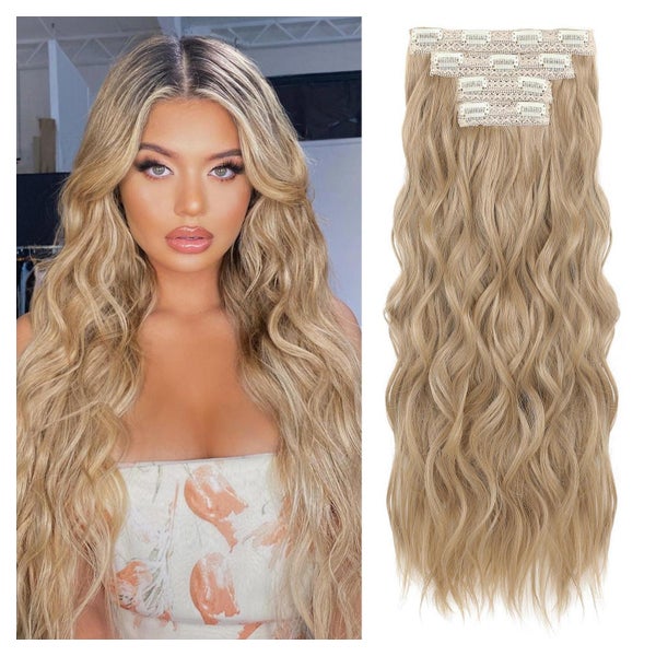 Haarverlängerungen Clip In 4PC 60 cm 24 inch Champagnerblond 1 St