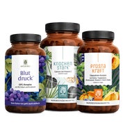 Produktabbildung: Starke Jahre Paket: OPC, Vitamin E & C, Coenzym Q10, Kürbiskern, Sägepalme & Zink in einem veganen Bundle - PROSTAKRAFT, KNOCHENSTARK & BLUTDRUCK - NATURTREU® 263.5 g