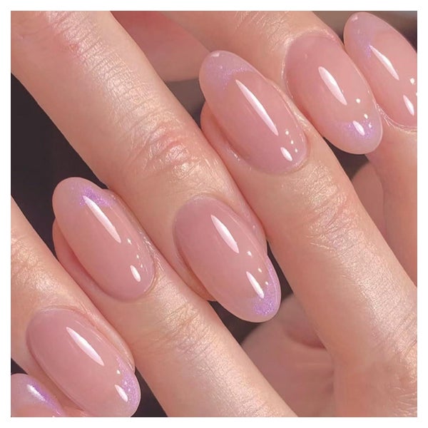 Falsche Nägel 24 Stück Mandel Kurz Nude Rosa French zum Aufk 1 St