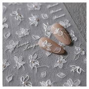 Nagelsticker 3D weiße Blumen selbstklebend Nageldesign 1 Bla 1 St